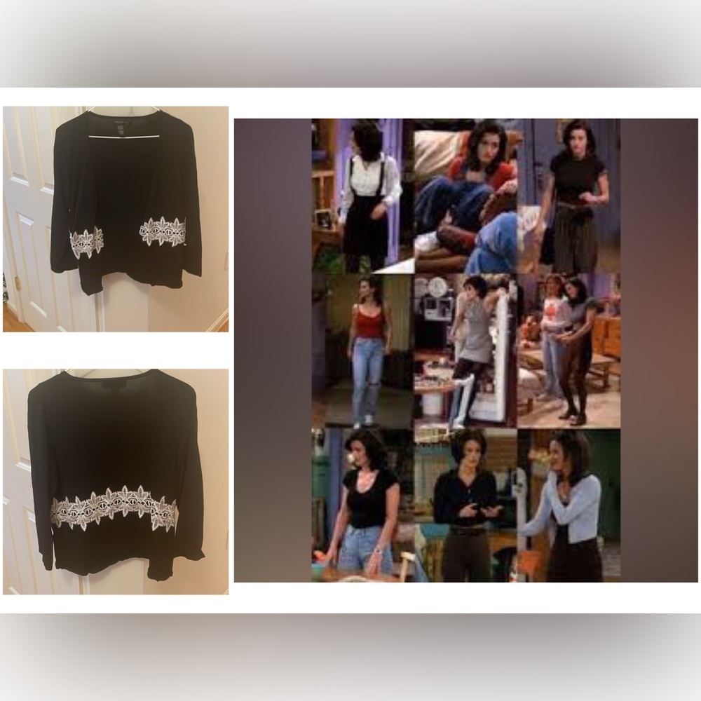 ♡ Y2K ♡ 
Black knit, white lace top